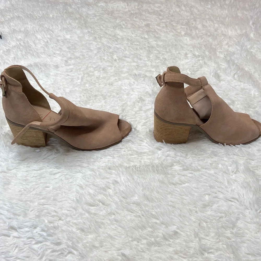 Sole Society Ferris Caramel Bootie Buckle Chunky Heel Peep Toe Shoes - Picture 6 of 11